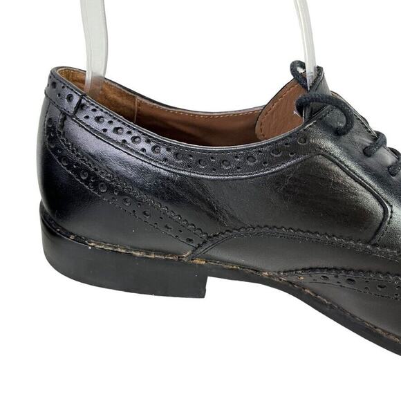 Aston Grey Collection Cross Mens Black Leather Wingtip Oxford Dress Shoes sz 9 - Picture 3 of 16